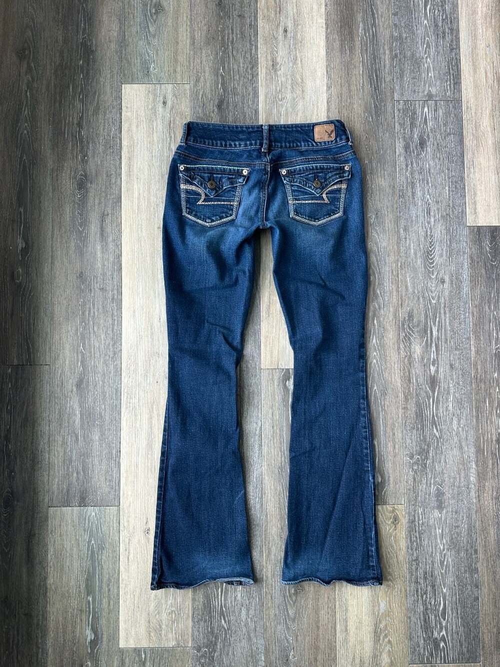 American Eagle Low Rise Artist Bootcut Jeans Size 0 Button Flap Pocket Y2K